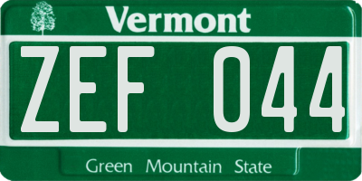 VT license plate ZEF044