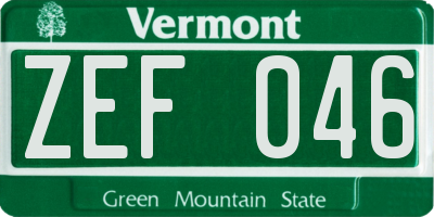 VT license plate ZEF046