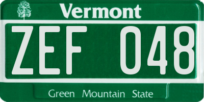 VT license plate ZEF048