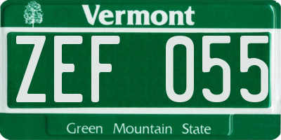 VT license plate ZEF055