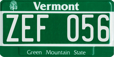 VT license plate ZEF056