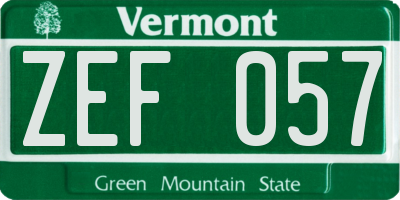 VT license plate ZEF057