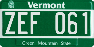 VT license plate ZEF061