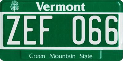 VT license plate ZEF066