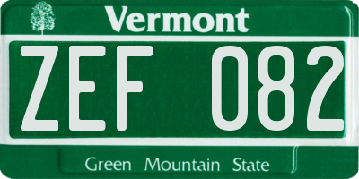 VT license plate ZEF082