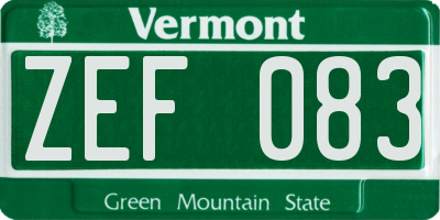 VT license plate ZEF083
