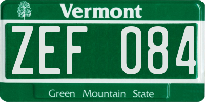 VT license plate ZEF084