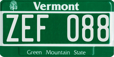 VT license plate ZEF088