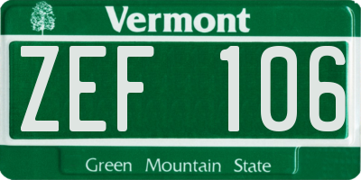 VT license plate ZEF106