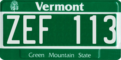 VT license plate ZEF113