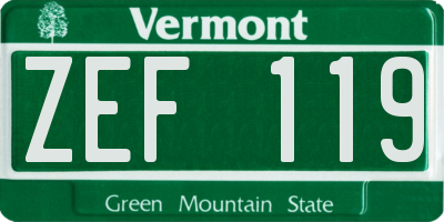VT license plate ZEF119