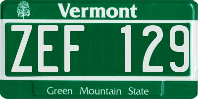 VT license plate ZEF129