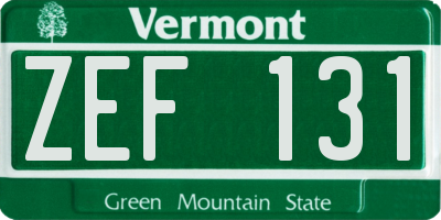 VT license plate ZEF131