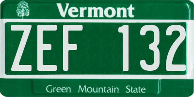 VT license plate ZEF132