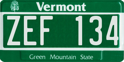 VT license plate ZEF134