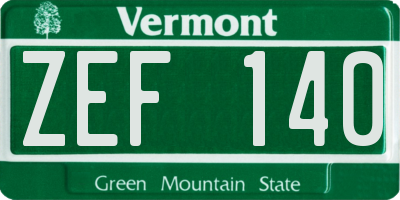 VT license plate ZEF140