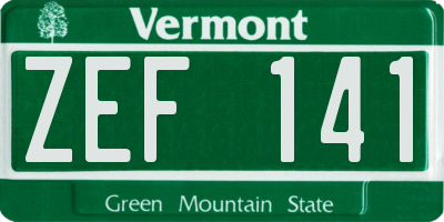 VT license plate ZEF141