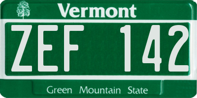 VT license plate ZEF142