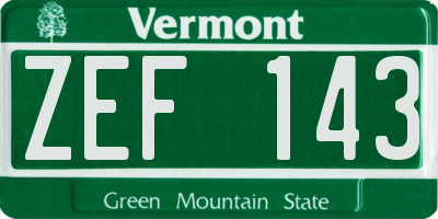 VT license plate ZEF143