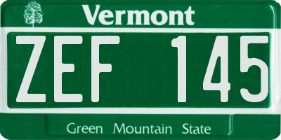 VT license plate ZEF145