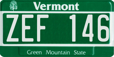 VT license plate ZEF146
