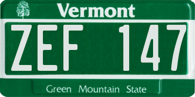VT license plate ZEF147