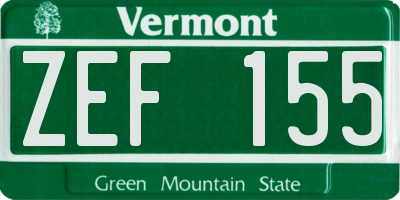 VT license plate ZEF155