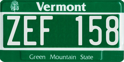 VT license plate ZEF158