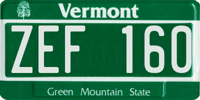 VT license plate ZEF160
