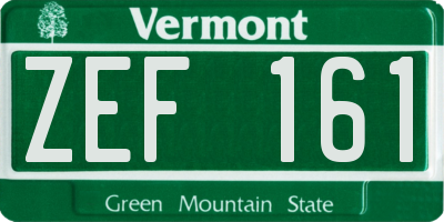 VT license plate ZEF161
