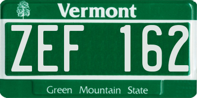 VT license plate ZEF162
