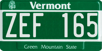 VT license plate ZEF165