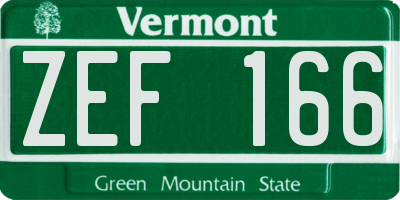 VT license plate ZEF166