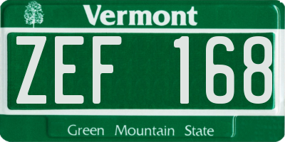 VT license plate ZEF168