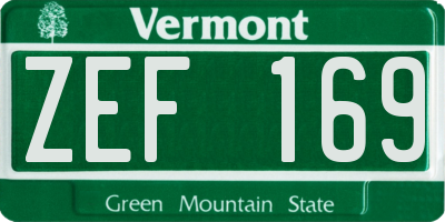 VT license plate ZEF169