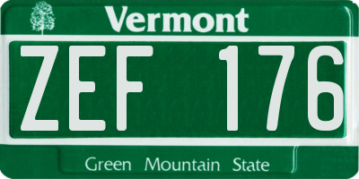 VT license plate ZEF176