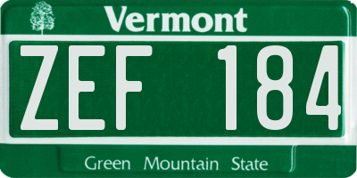VT license plate ZEF184