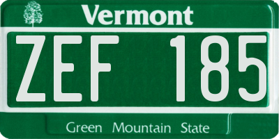 VT license plate ZEF185