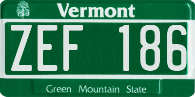 VT license plate ZEF186