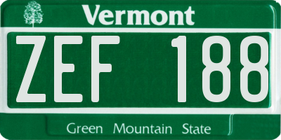 VT license plate ZEF188