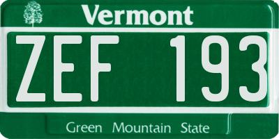 VT license plate ZEF193