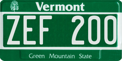 VT license plate ZEF200