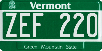 VT license plate ZEF220