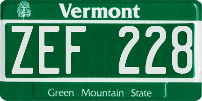 VT license plate ZEF228