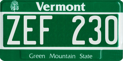 VT license plate ZEF230