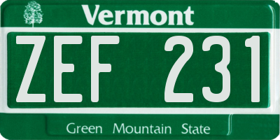 VT license plate ZEF231