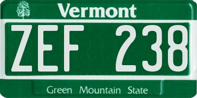 VT license plate ZEF238