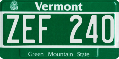 VT license plate ZEF240