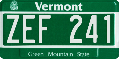 VT license plate ZEF241