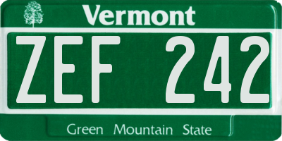 VT license plate ZEF242